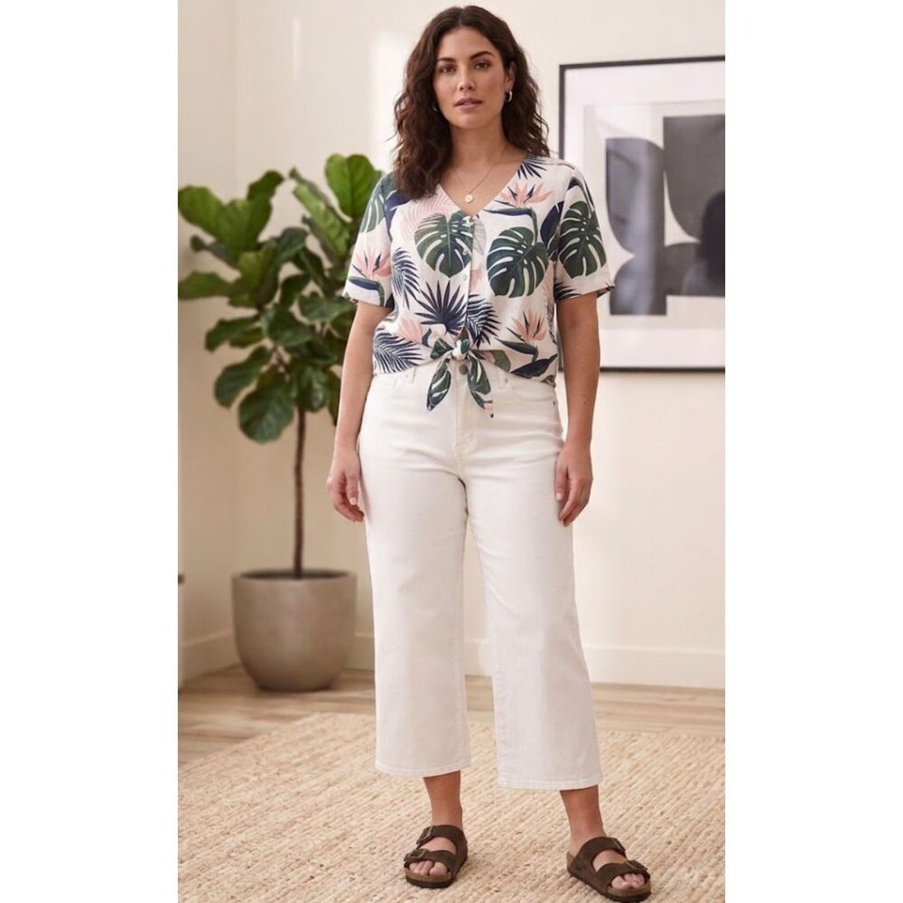 New Gloria Vanderbilt Tummy Sculpt High Rise Wide Leg Culotte Pant Women's 14